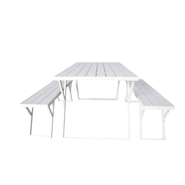 Table and Bench Set White