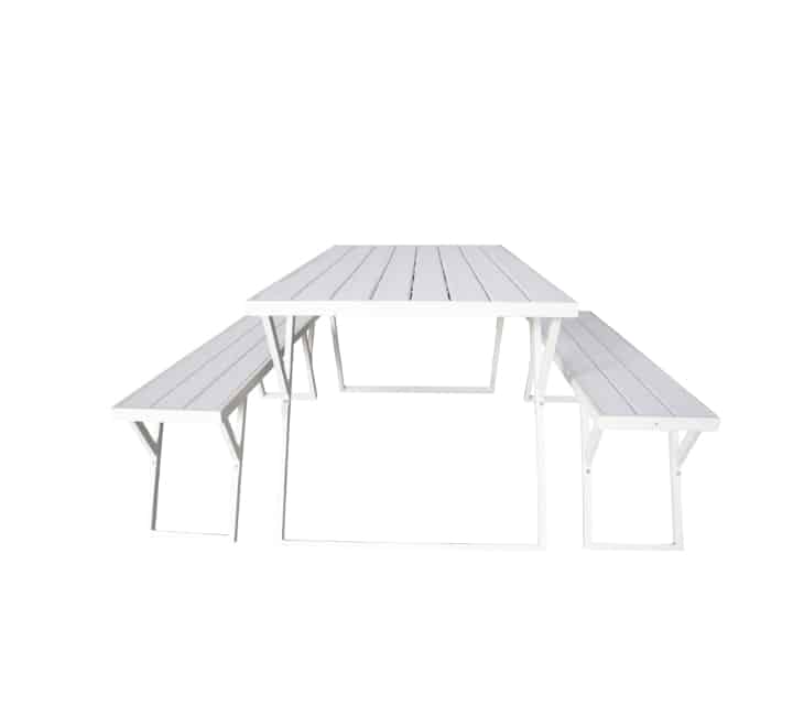 Table and Bench Set White