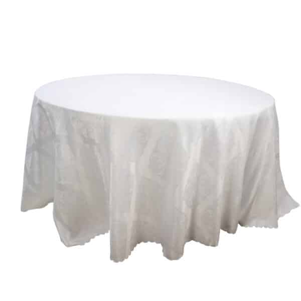 Round Table Cloth Mandala Pattern White