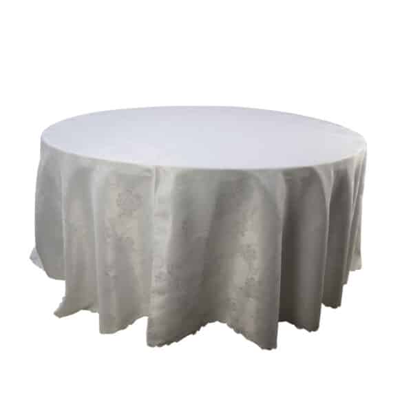 Round Table Cloth Rose Flower Pattern White