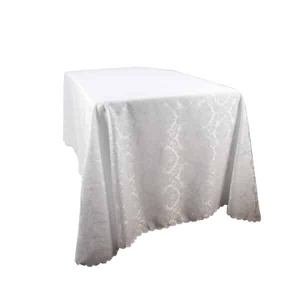 Rectangular Table Cloth Flower Pattern White 3m