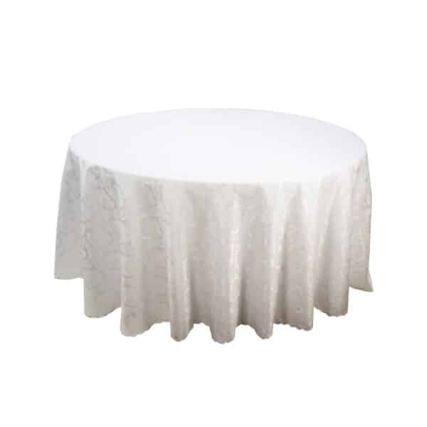 Round Table Cloth Flower Pattern White