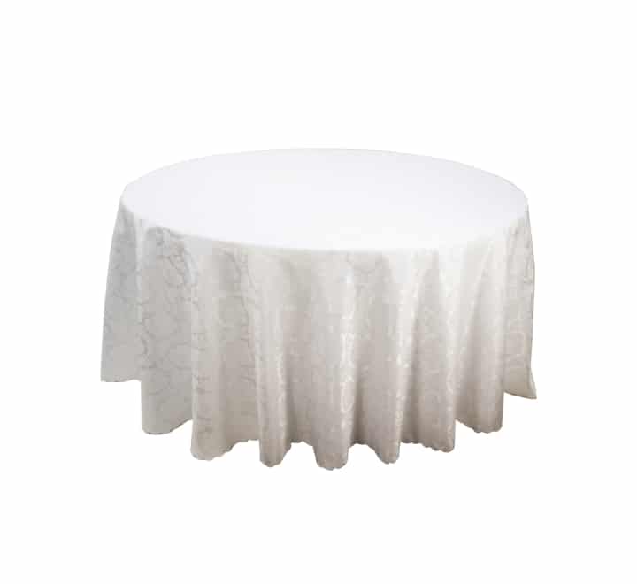 Round Table Cloth Flower Pattern White