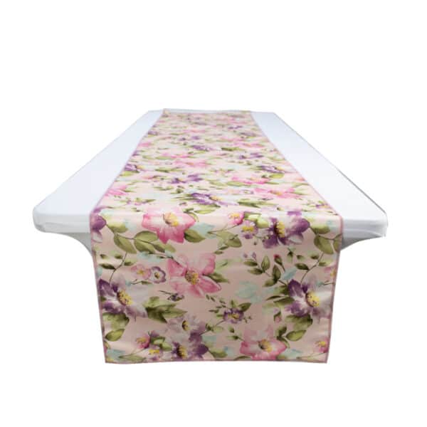 Table Runner Satin Floral Pink/Peach