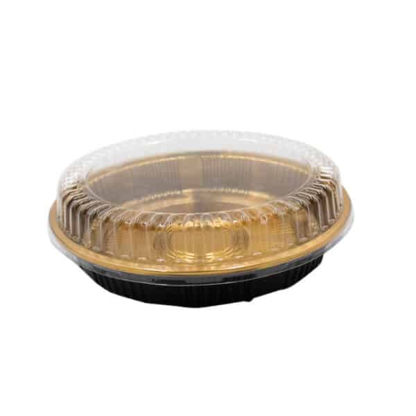 Disposable Round Cake Box Gold with Clear Lid