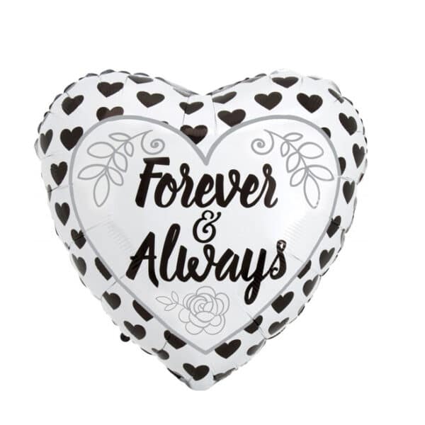 Forever and Always Black and White Balloon
