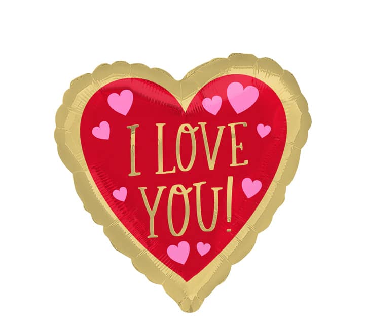KPP15999 I love You Red/Gold Balloon 17"