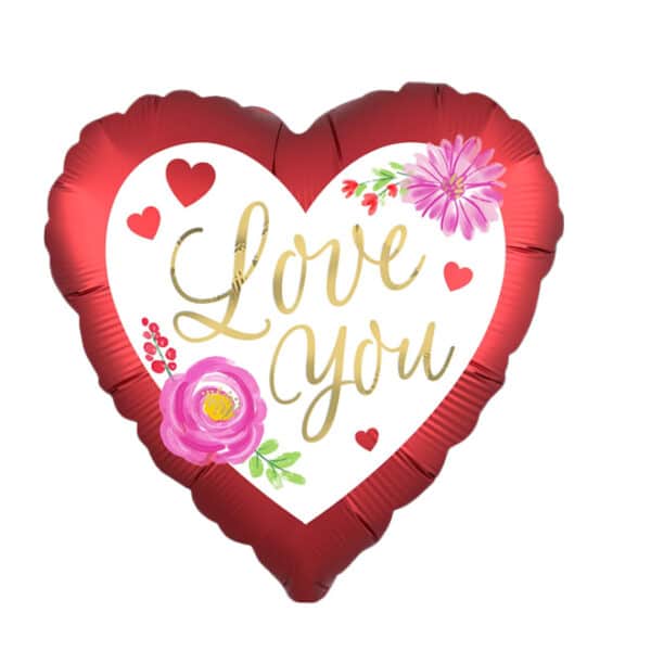 Satin Love Watercolour Floral Balloon 18"