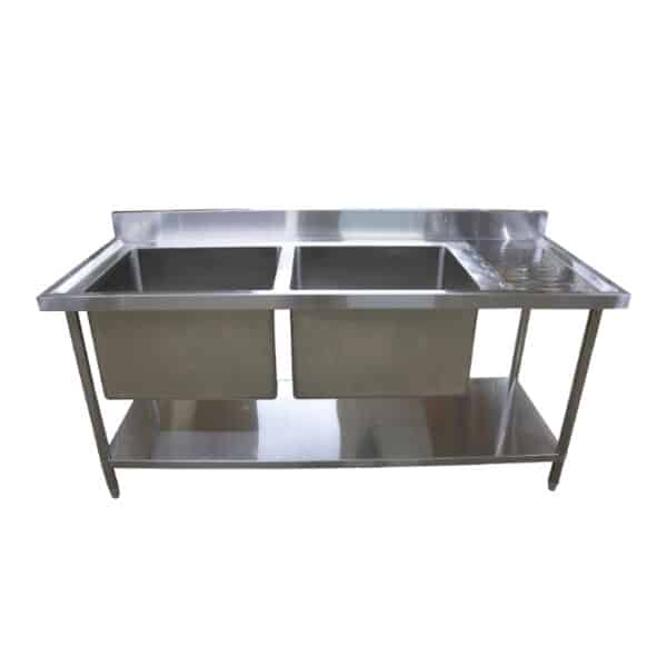 1.8m Double Bowl Sink Stainless with Undershelf