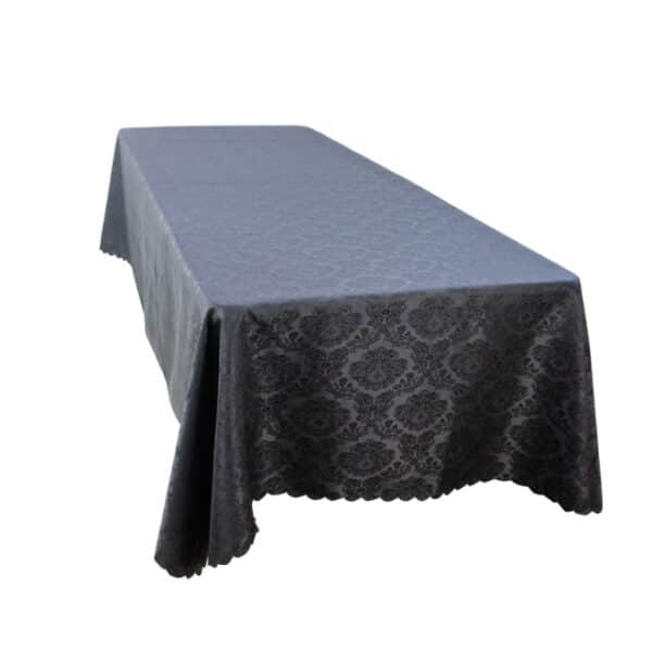 Rectangular Table Cloth Flower Pattern Black