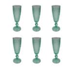 Pattern Champagne Glass Green 6pc