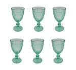 Pattern Wine Glass Green 6pc