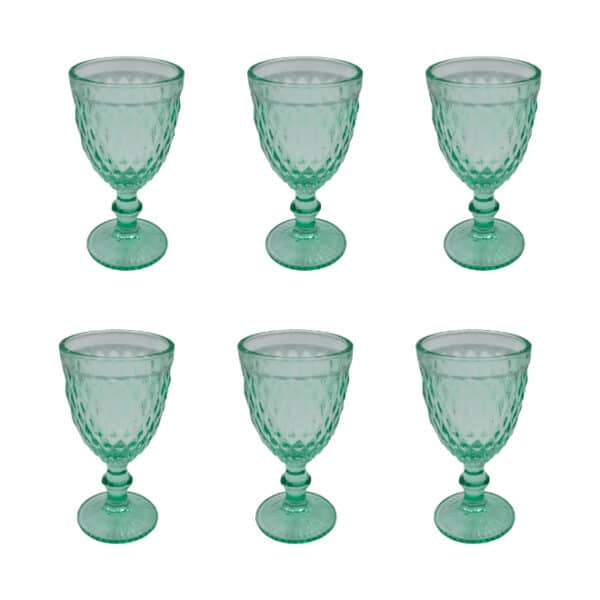 Pattern Wine Glass Green 6pc