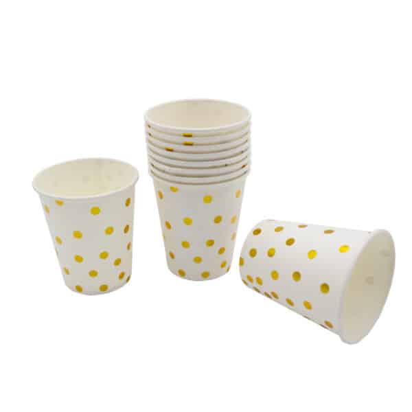 Paper Cups Small Dots Gold 10s