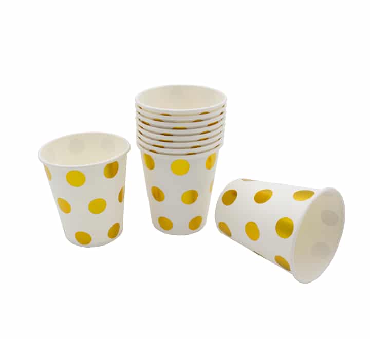 Paper Cups Gold Big Dots 10s