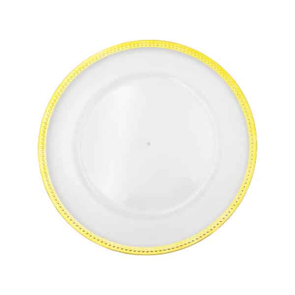 Clear Plastic Underplate Dotted Gold Rim