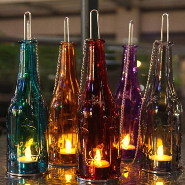 Glass Bottle Candle holder