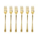 6pc Hammered Handle Gold Forks