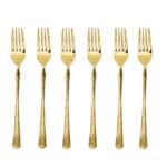 6pc Hammered Handle Gold Forks