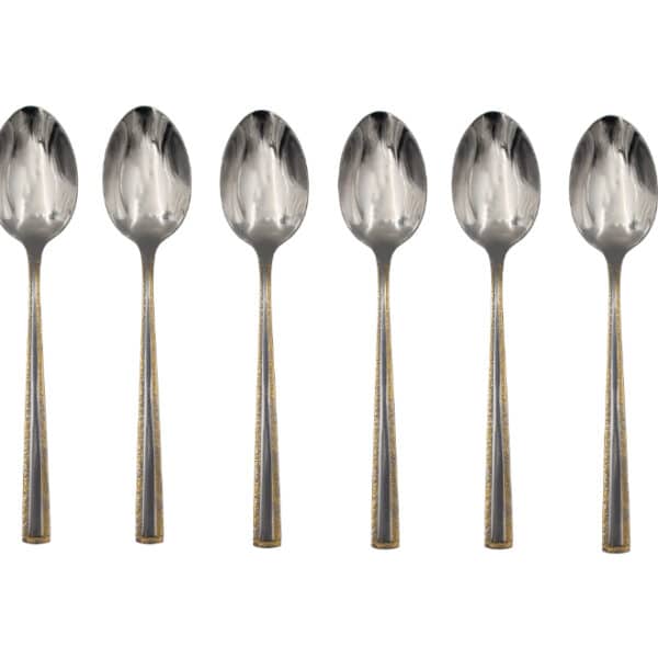 6pc Silver Tablespoons Gold Edge