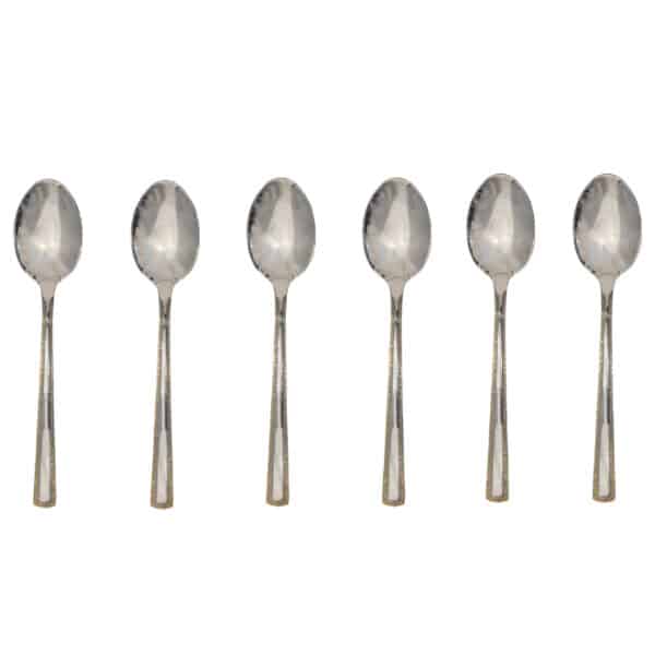 6pc Silver Teaspoons Gold Edge