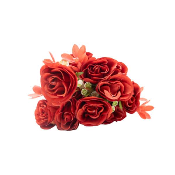 Artificial Rose Bunch Dark Red