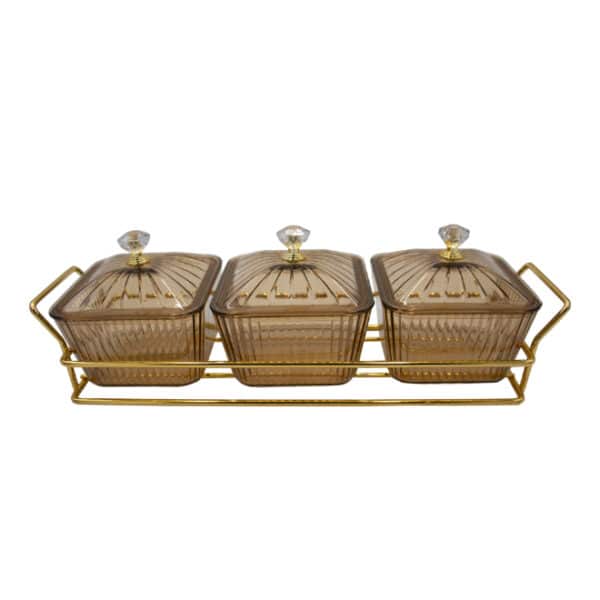3pc Snack Serving Stand Gold
