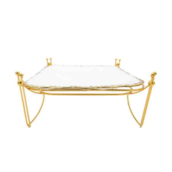 Snack Serving Platter with Gold Stand 26cm