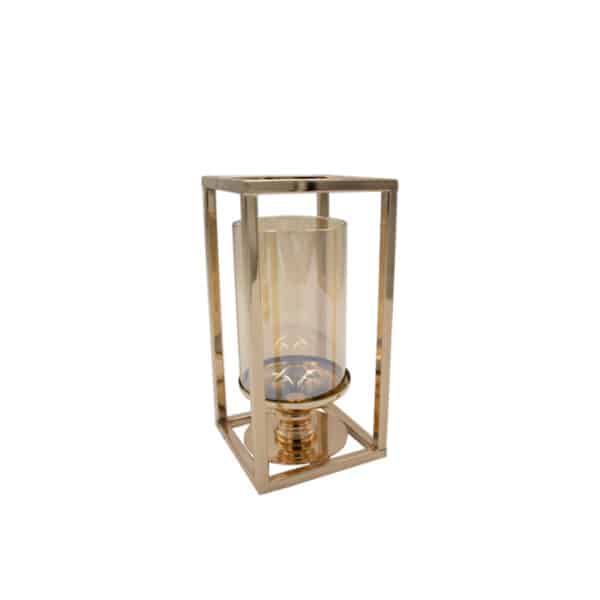 Metal Candle Stand Gold Glass Insert
