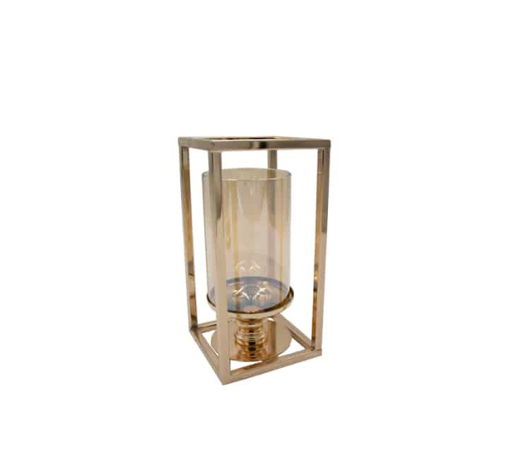 Metal Candle Stand Gold Glass Insert