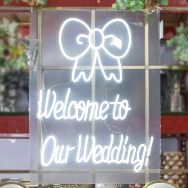 Welcome to Our Wedding Sign White
