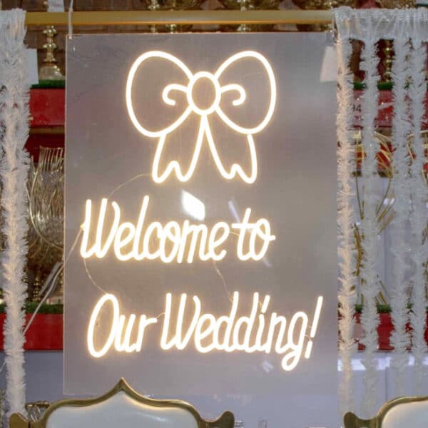 Welcome to Our Wedding Sign Warm White
