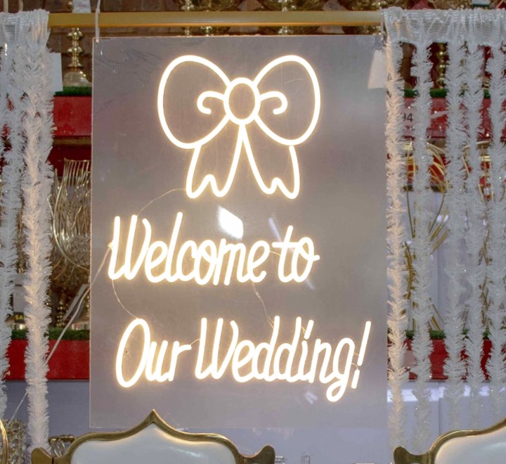 Welcome to Our Wedding Sign Warm White