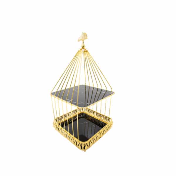 2 Tier Square Black/Gold Display Stand