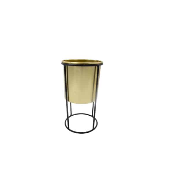 Gold Flower Pot with Black Stand