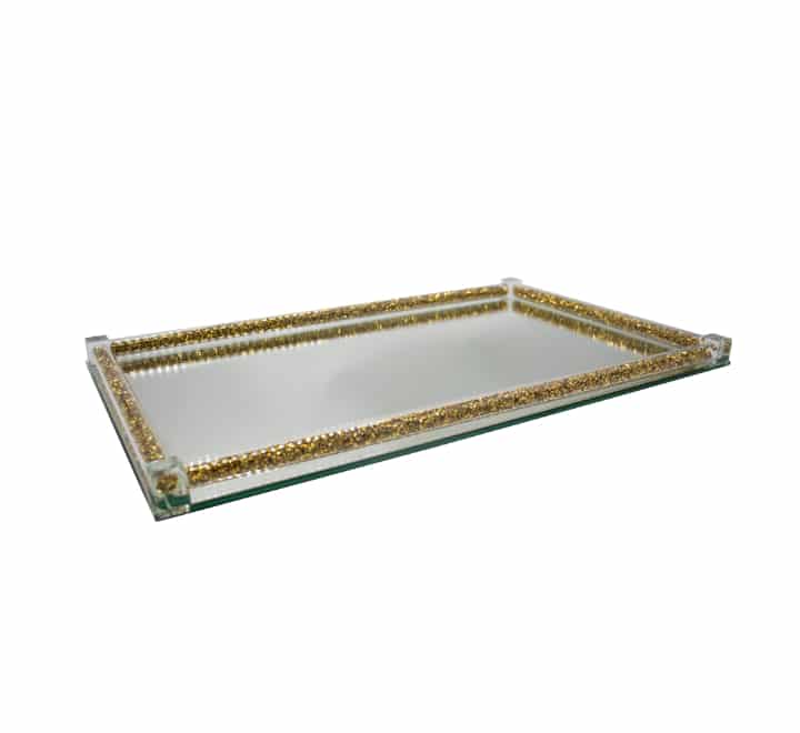 Mirrored Glass Tray Gold Boarder