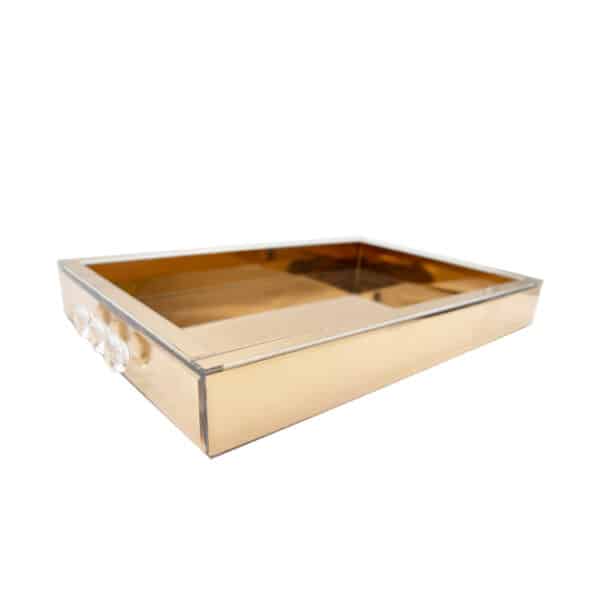 Mirrored Glass Tray Crystal Knobs