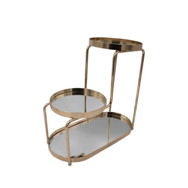 3 Tier Mirrored Display Stand Gold