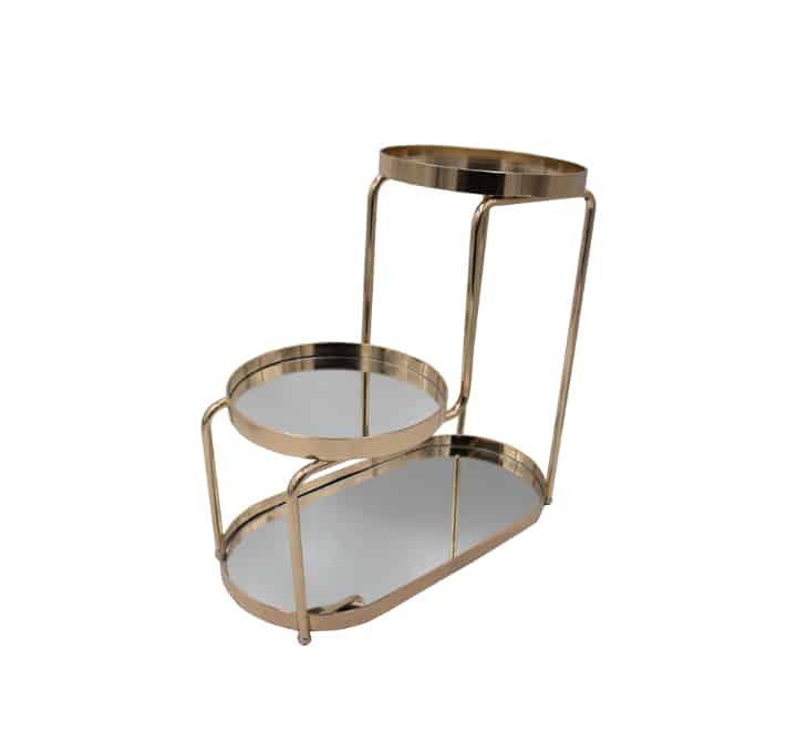 3 Tier Mirrored Display Stand Gold