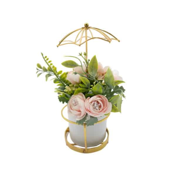 Flower in Vase with Gold Stand 23cm