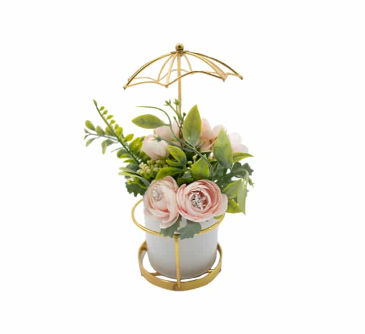 Flower in Vase with Gold Stand 23cm