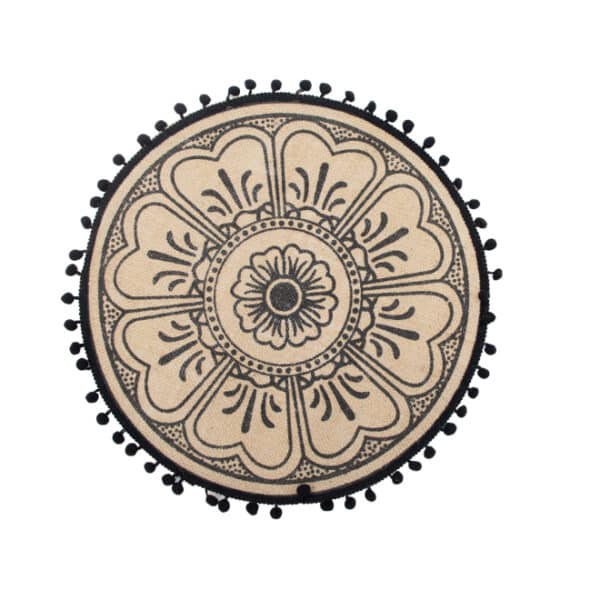 Woven Placemat Black and Khaki 38cm