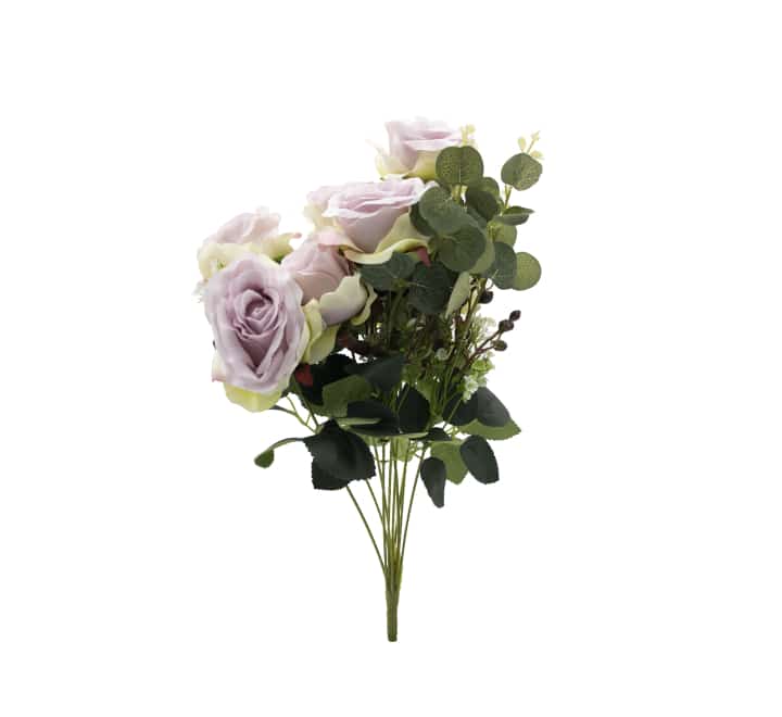 Artificial Rose Bunch Lilac/Yellow