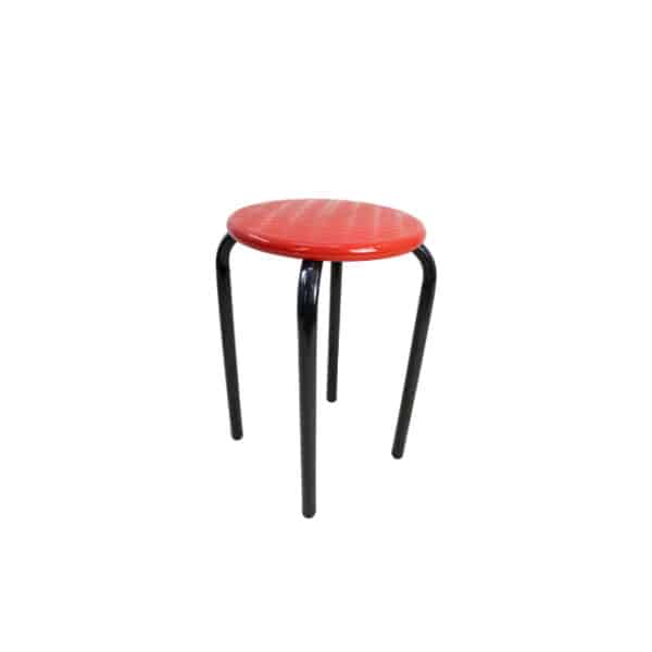 Kitchen Stool Red Seat Black Frame