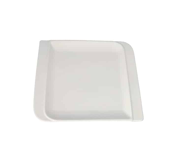 White Square Ceramic Dinner Plate 10"