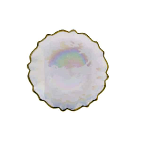Gold Rim Glass Dinner Plate Rainbow Colour