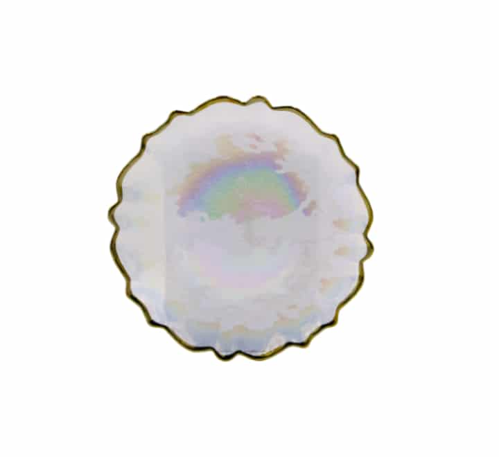 Gold Rim Glass Dinner Plate Rainbow Colour