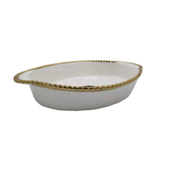 Gold Rim Ceramic Serving Dish