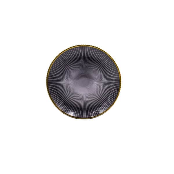 Gold Rim Black Glass Side Plate 8"