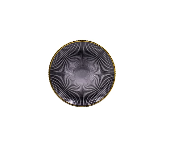 Gold Rim Black Glass Side Plate 8"